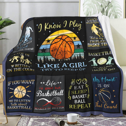 Norkobay Basketball Blanket Basketball Gifts for Boys Girls Teens,Cool Basketball Stuff Accessories,Best Basketball Coach Team Gifts for Basketball Lover Basketball Players 60"x50"