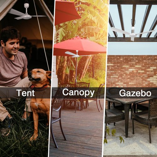 bestmoument 28-Inch Outdoor Ceiling Fan for Gazebo ，3-Speed 3-Timer，12V Remote Control ，Patio Pergola (with 9.8 feet Extension Cord)