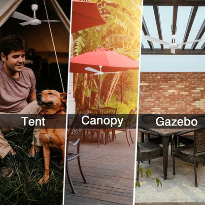 bestmoument 28-Inch Outdoor Ceiling Fan for Gazebo ，3-Speed 3-Timer，12V Remote Control ，Patio Pergola (with 9.8 feet Extension Cord)