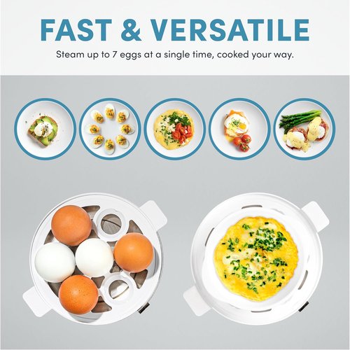 AROMA® Electric Egg Cooker - Easy Steamer & Poacher with XL Capacity for 7 Eggs