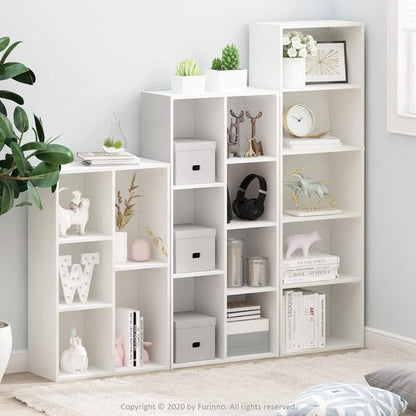 Furinno LUDER 5-Tier Bookshelf - Open Shelves for Easy Assembly | White, 9.4 x 15.8 x 52 Inches