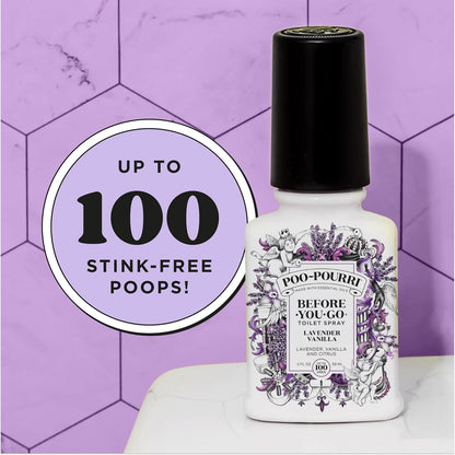 Poo-Pourri Before-You-Go Toilet Spray - Lavender Vanilla, 2 Fl Oz | Essential Oil Bathroom Deodorizer, TSA Approved