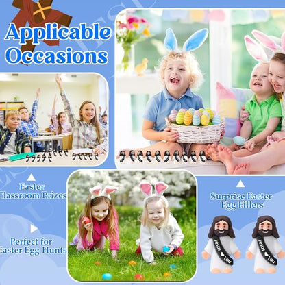 Bememo 100 Pcs Little Jesus Figures - Original Design Pocket Rubber Toys for Easter Gifts & Parties