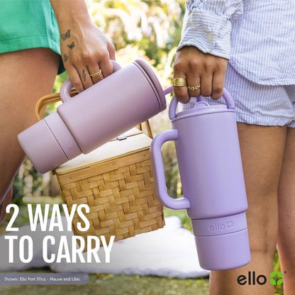 Ello Port 30oz Tumbler - Vacuum Insulated Stainless Steel Travel Mug with Carry Loop & Handle | Lilac