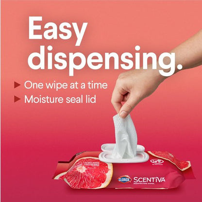 Clorox Scentiva Disinfecting Wipes - Grapefruit & Orange Blossom Scent | 75 Count, Pack of 3