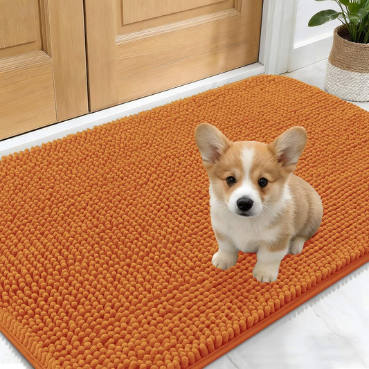OLANLY Dog Door Mat - Absorbent Non-Slip Chenille Mat for Muddy Paws | 24x16, Quick Dry, Indoor Carpet in Clay