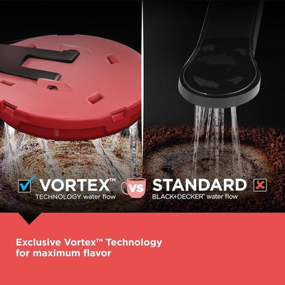 BLACK+DECKER 12-Cup Coffee Maker - One-Switch Drip Design with Vortex Showerhead & Keep Warm Function
