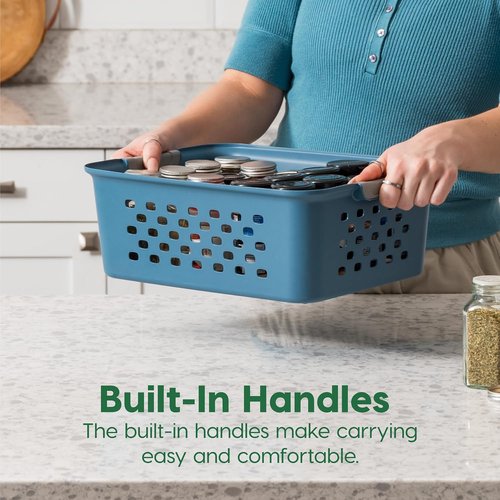 IRIS USA Plastic Storage Basket - Medium 6-Pack | Eco-Friendly Organizer for Pantry, Closet & Laundry Room
