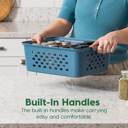 IRIS USA Plastic Storage Basket - Medium 6-Pack | Eco-Friendly Organizer for Pantry, Closet & Laundry Room