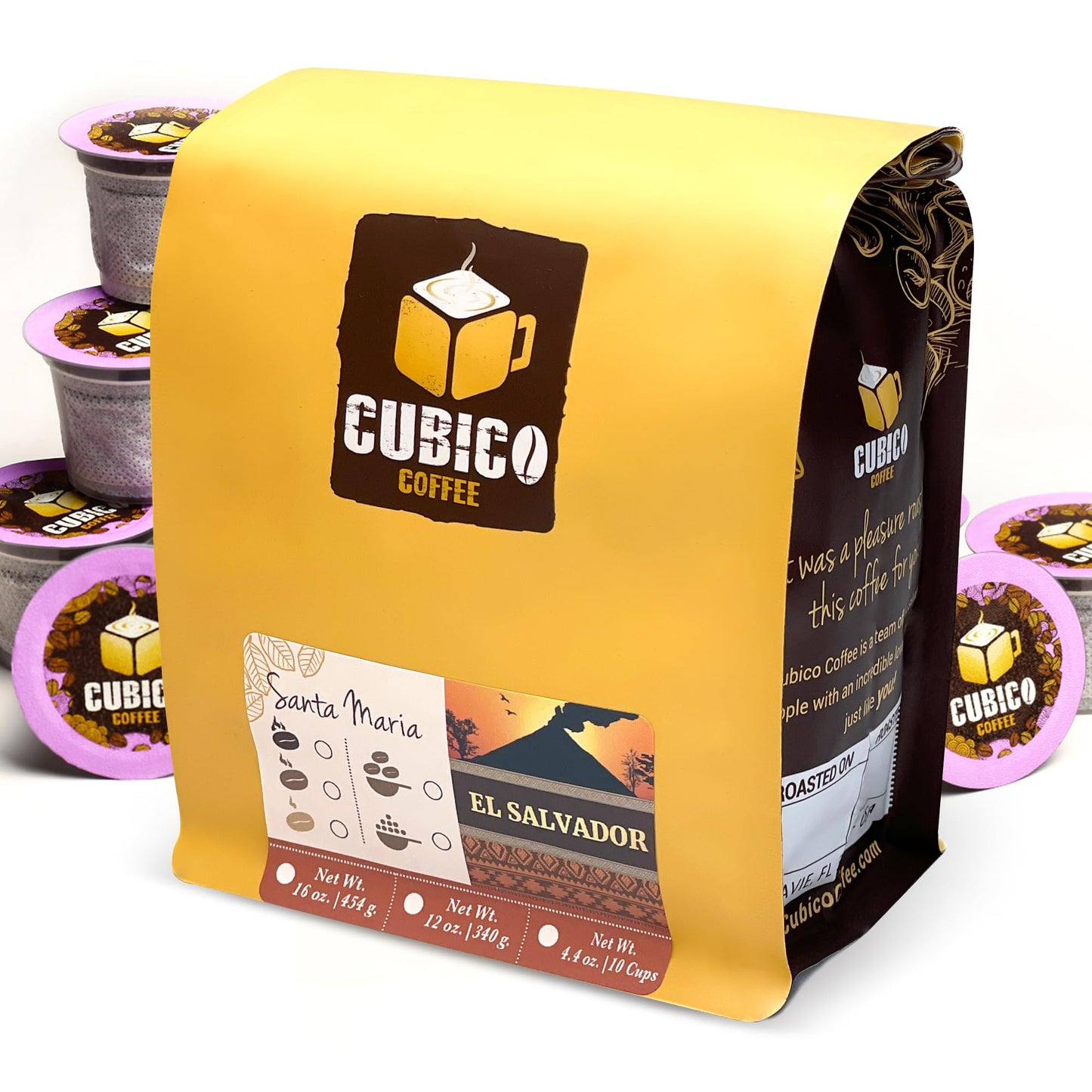 El Salvador Coffee, Single Serve Coffee Pods, Premium Salvadoran Single Origin Fresh Roasted Coffee | K-Cup Compatible Brewers | Cubico Coffee | 10 Count