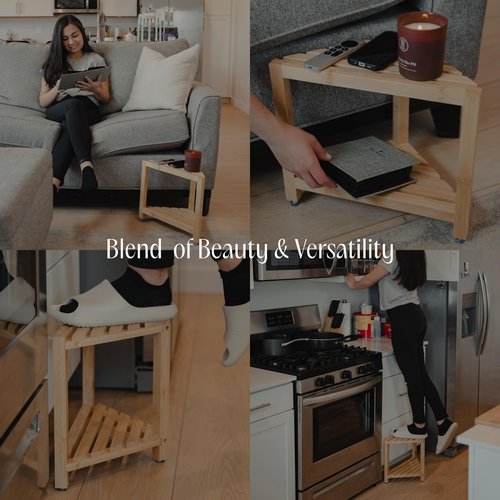 ATALIA Corner Shower Stool for Inside Shower - Waterproof Bamboo Shower Foot Rest for Shaving Legs - Small Shower Stool Shower Bench for Inside Shower with Storage Shelf for Small Shower Spaces