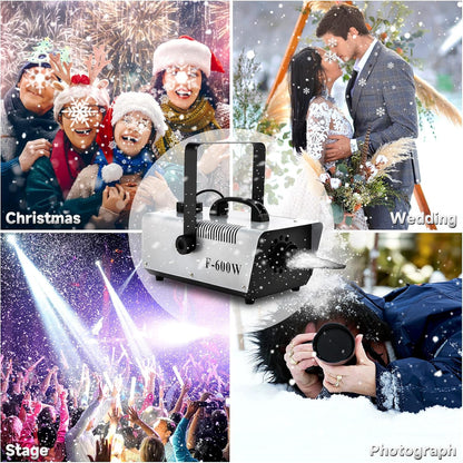 TCFUNDY Snow Machine - 600W Snowflake Maker for Christmas & Wedding Parties | Remote Control Included