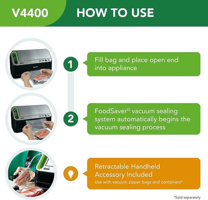 FoodSaver V4400 Vacuum Sealer Machine - Automatic Bag Detection & Starter Kit Included