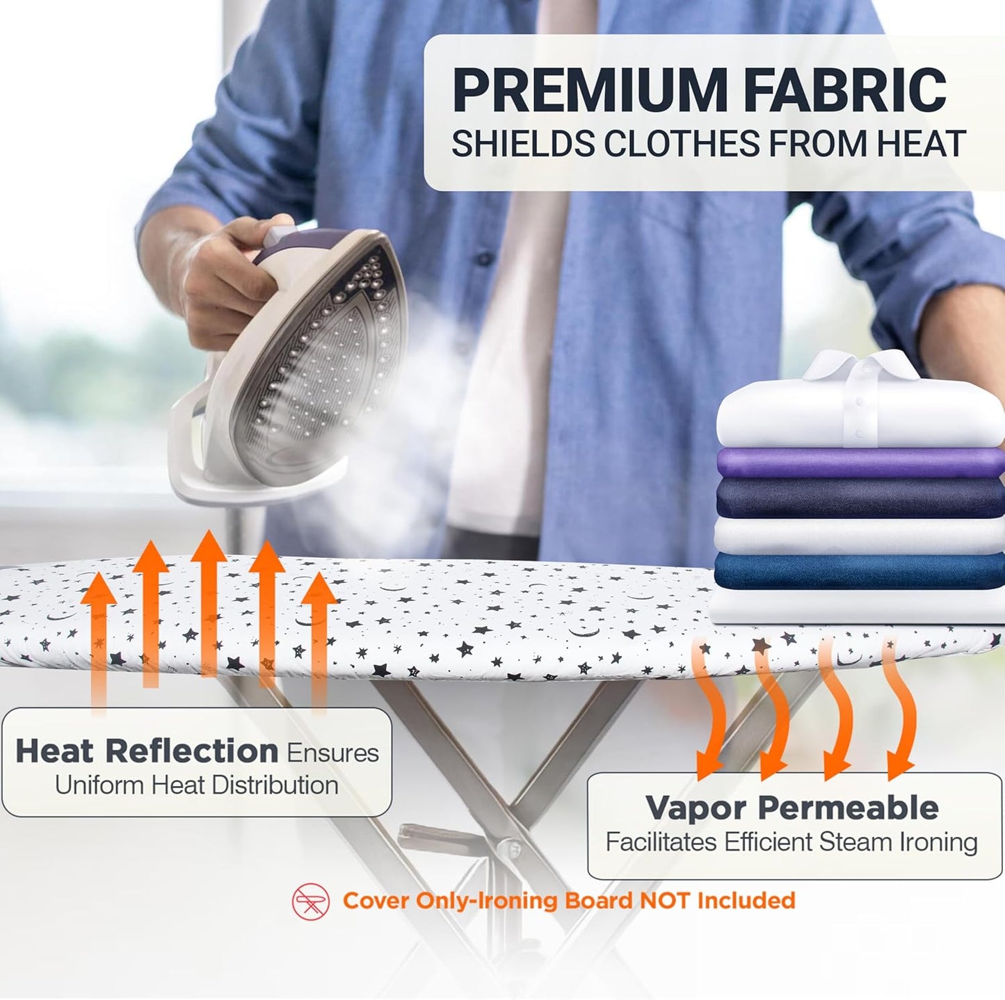 UniSimp Ironing Board Cover - Extra Thick Natural Cotton, Scorch & Stain Resistant | 15"x54" Nightfall