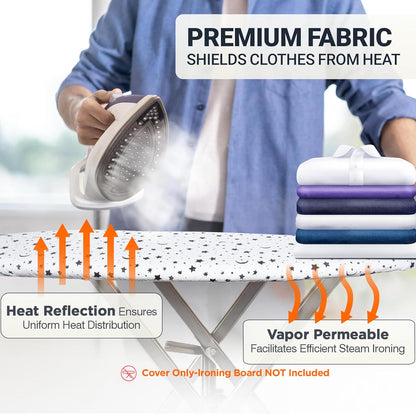 UniSimp Ironing Board Cover - Extra Thick Natural Cotton, Scorch & Stain Resistant | 15"x54" Nightfall