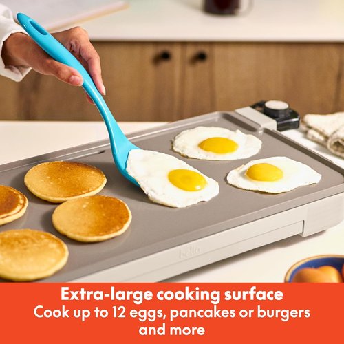 Bella Electric Griddle - 10" x 20" with Warming Tray & Nonstick Ceramic Coating | 1500 Watt, Oatmilk