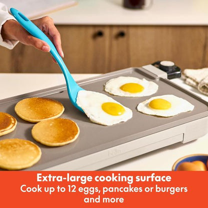 Bella Electric Griddle - 10" x 20" with Warming Tray & Nonstick Ceramic Coating | 1500 Watt, Oatmilk