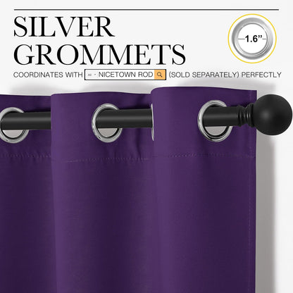 NICETOWN Blackout Curtains - Thermal Insulated Solid Ring Top Drapes for Bedroom | Set of 2, 42 x 68 Inch, Royal Purple