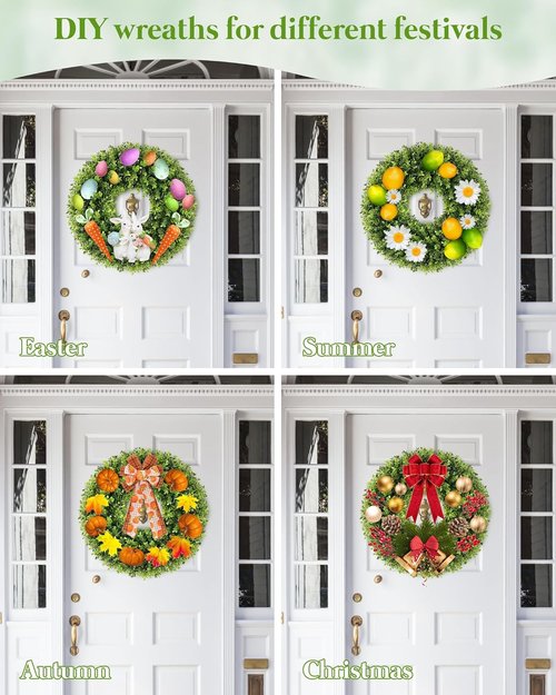 Boxwood Wreath - 20 Inch Artificial Green Front Door Decor for All Seasons | Spring & Summer Style