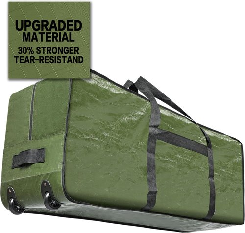 HOMEST Christmas Tree Storage Bag - Zippered, Reinforced Handles & Wheels for 4.5-7 ft Trees | Green