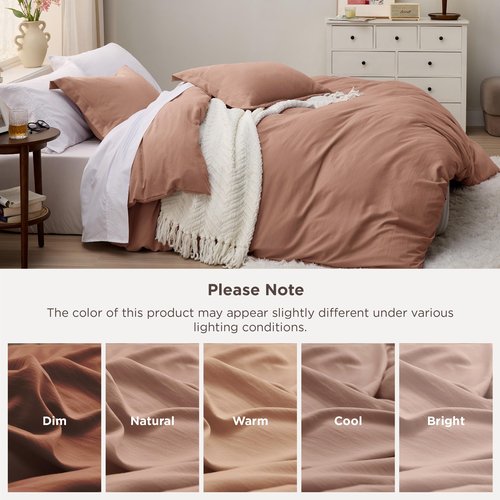 Bedsure Mocha Mousse Duvet Cover Queen Size - 3 Pieces Prewashed Extra Soft Bedding Set, Includes 1 Duvet Cover 90x90 Inches with Zipper Closure & 2 Pillow Shams, Comforter Not Included