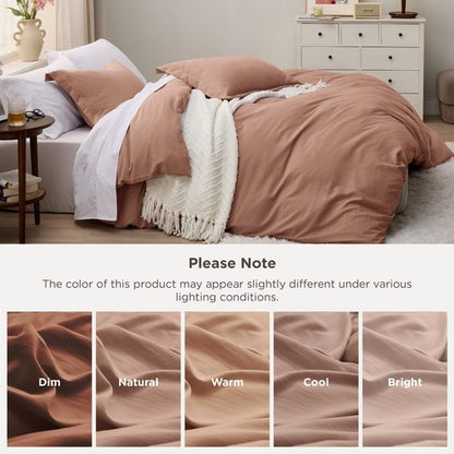 Bedsure Mocha Mousse Duvet Cover Queen Size - 3 Pieces Prewashed Extra Soft Bedding Set, Includes 1 Duvet Cover 90x90 Inches with Zipper Closure & 2 Pillow Shams, Comforter Not Included