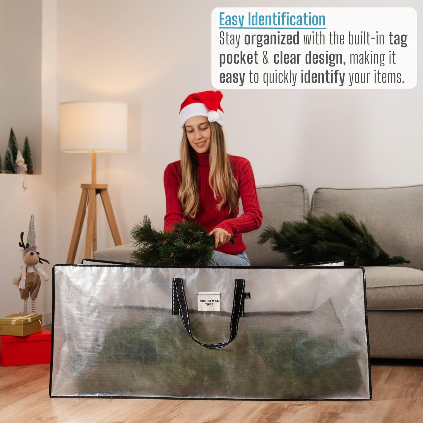 VENO Clear Christmas Wreath & Tree Storage Bags - 6 Pack for Wreaths, Tree & Wrapping Paper