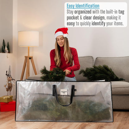 VENO Clear Christmas Wreath & Tree Storage Bags - 6 Pack for Wreaths, Tree & Wrapping Paper