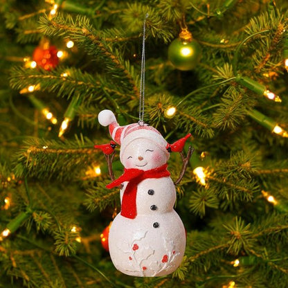 EZVYAO Snowman Figurines - Charming Resin Christmas Decorations for Home & Office | 4.7" Tall, Holding Cardinals