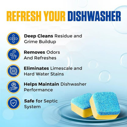 Dishwasher Cleaner Tablets by [Brand Name] - Heavy Duty Lemon-Scented Descaler Pods | 24 Tablets for Optimal Machine Performance