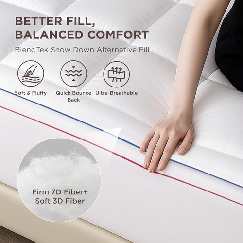 Bedsure Queen Mattress Topper - Extra Thick Pillow Top Pad for Back Pain Relief | Fits Up to 21 Inches, White