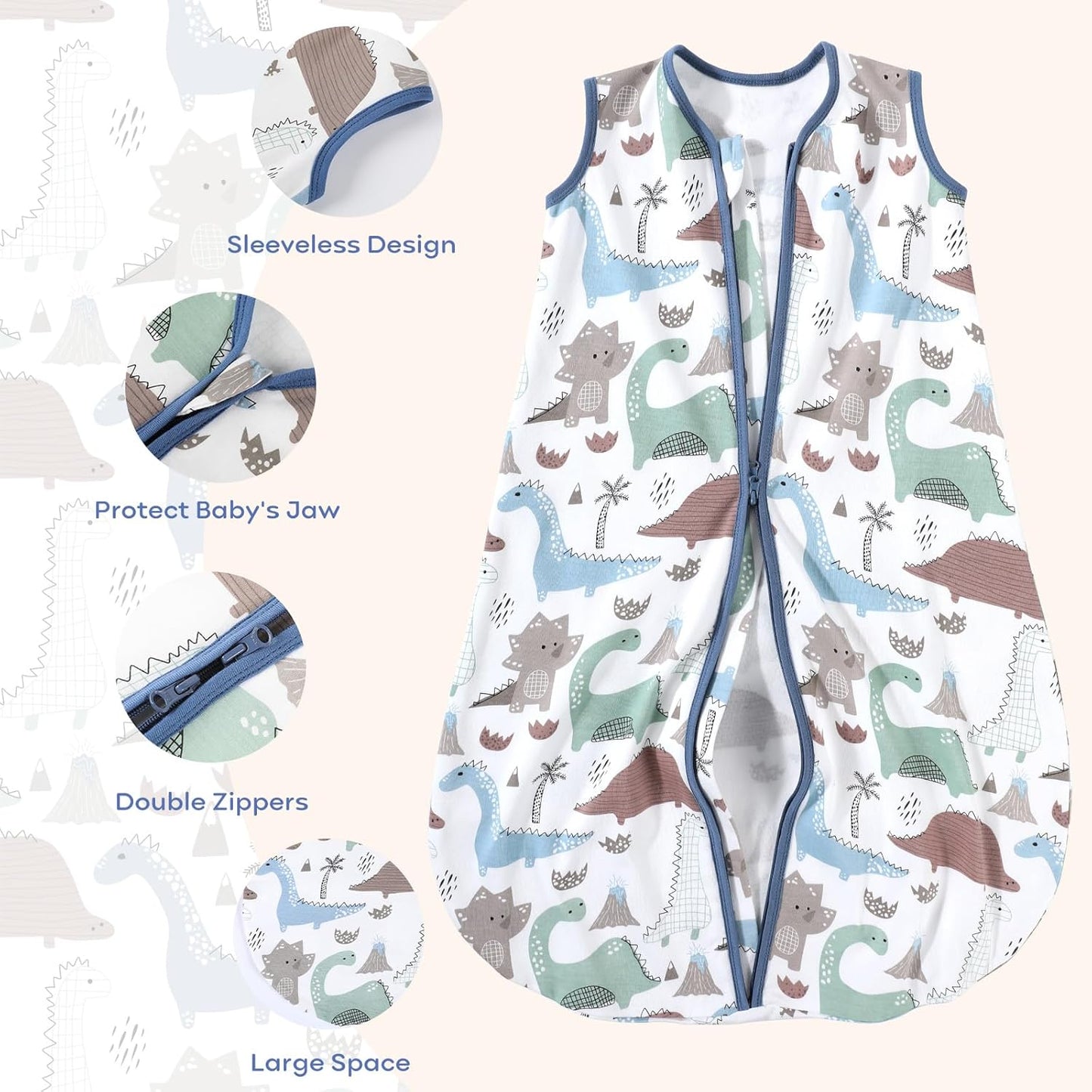 Yoofoss Baby Sleep Sack | 100% Organic Cotton Wearable Blanket for 18-24 Months | 3-Pack, Soft & Lightweight