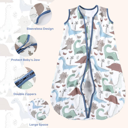 Yoofoss Baby Sleep Sack 12-18 Months Baby Wearable Blanket 100% Organic Cotton 2-Way Zipper TOG 0.5 Toddler Sleeping Sack Lightweight Sleep Sacks for Babies(Large)