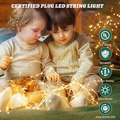 Skiennix 33ft 100 LED Fairy String Lights - Waterproof Warm White Twinkle Lights for Indoor/Outdoor Decor