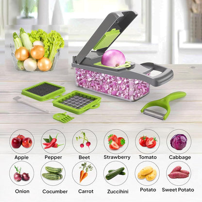 Pro-Series 16-in-1 Vegetable Chopper - Multi-Blade Food Cutter with Container & Kitchen Gadgets