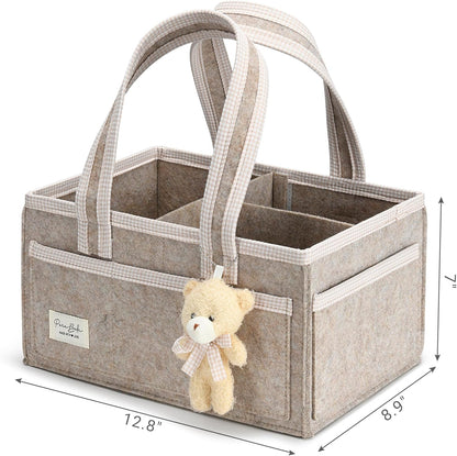 PeraBella Baby Diaper Caddy Organizer - Portable Felt Nursery Storage Bin for Newborn Essentials