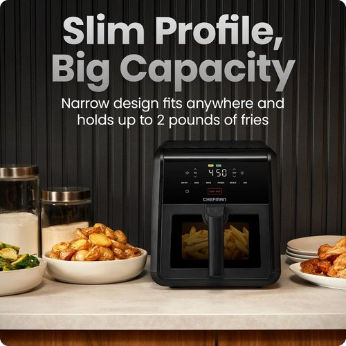 Chefman Air Fryer - TurboFry 7-Qt 6-in-1 High-Powered Cooking for Crispier Results - Black