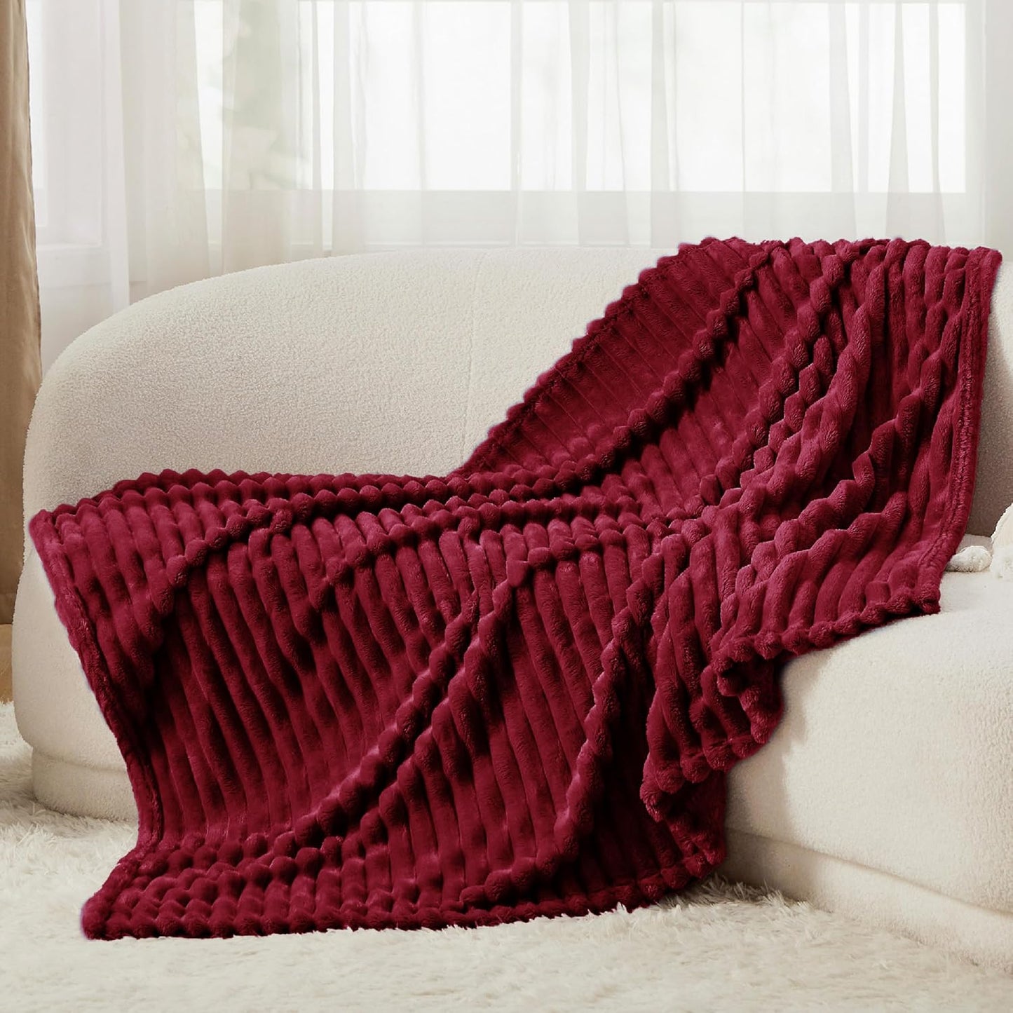 Bedsure GentleSoft Red Fleece Blanket - Cozy Soft Throw for Couch, Perfect for Women & Girls, 60x80 Inches