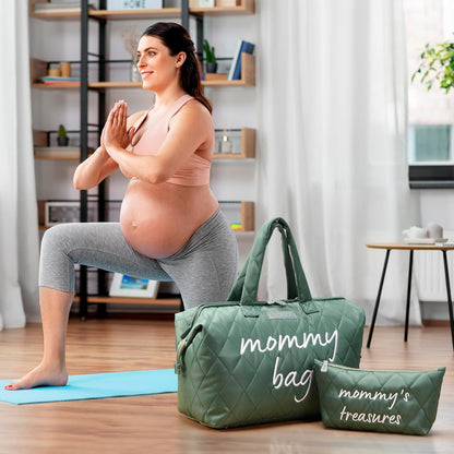PeraBella Mommy Hospital Bag - Stylish Maternity Diaper Bag for Labor & Delivery | Green