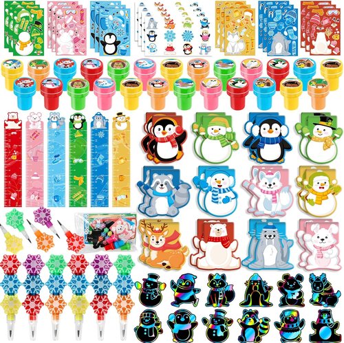 BenLouis Snowflake Holiday Classroom Gift Prizes - Winter Party Favors for Kids | 12-Set Goodie Bag Stuffers