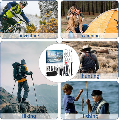 Survival Kit Advent Calendar for Men 2025 - Christmas Countdown with Outdoor Gear & Explorer Tools