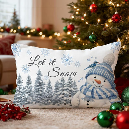 Let It Snow Snowman Christmas Pillow Covers 12x20 - Winter Decor, 115pillowcover Color-001