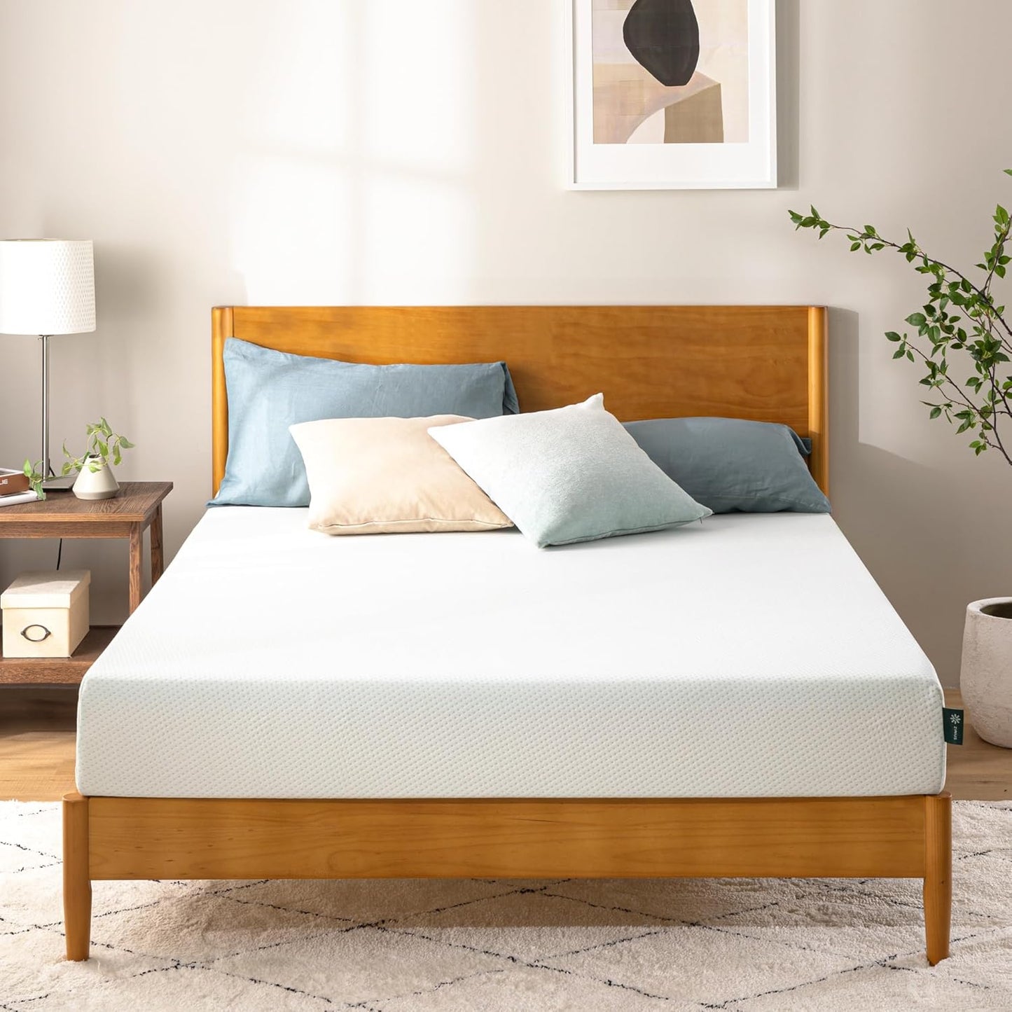 ZINUS 6-Inch Short Queen Green Tea Memory Foam Mattress - Medium Firm, Zoned Pressure Relief, Fiberglass Free