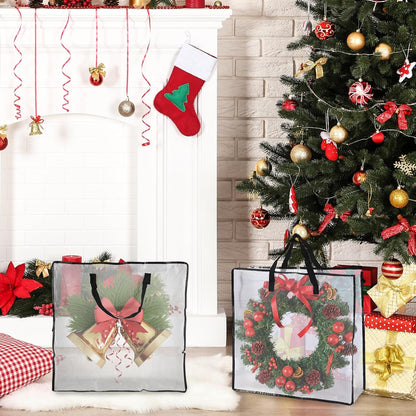Skiennix Wreath Storage Bag - 26x9 Inch Christmas Wreath Container with Zipper & Handles | Underbed Organizer