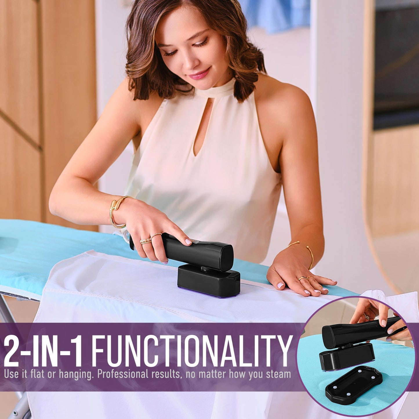 Virellix Travel Garment Steamer & Mini Steam Iron – 1200W Handheld Clothes Steamer, 4 Modes, 20s Fast Heating, Wrinkle Remover for Home & Travel Portable Fabric Steamer for Clothing & Bedding – Black