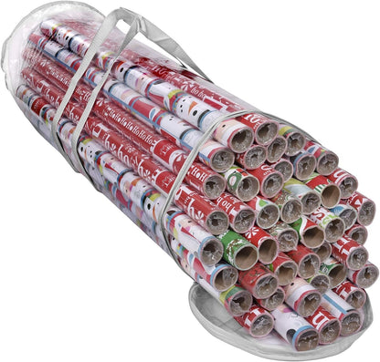 ProPik Gift Wrap Organizer - Heavy-Duty Wrapping Paper Storage Bag | Holds Up to 24 Rolls, 40 Inch Long, Clear PVC