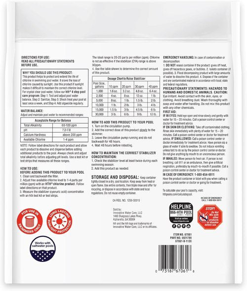 HTH 67061 Pool Care Stabilizer - Enhance Chlorine Longevity & Sunlight Protection | 4 Lbs