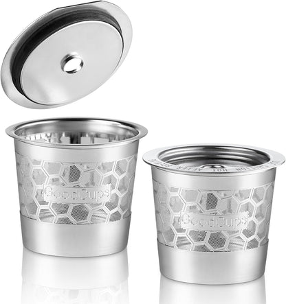 Skiennix 2-Pack Reusable K-Cup Coffee Filters - Durable 304 Stainless Steel for Keurig Brewers