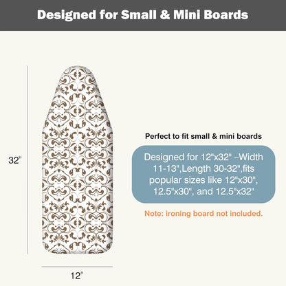 UniSimp Small Ironing Board Cover - Heat Resistant Cotton Canvas with Padding | 12.5"x30" Floral Design