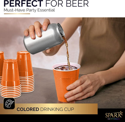 Orange 18-Ounce Disposable Cups by [Brand Name] - Strong & Sturdy Plastic Party Cups | 50 Pack for Weddings & Events